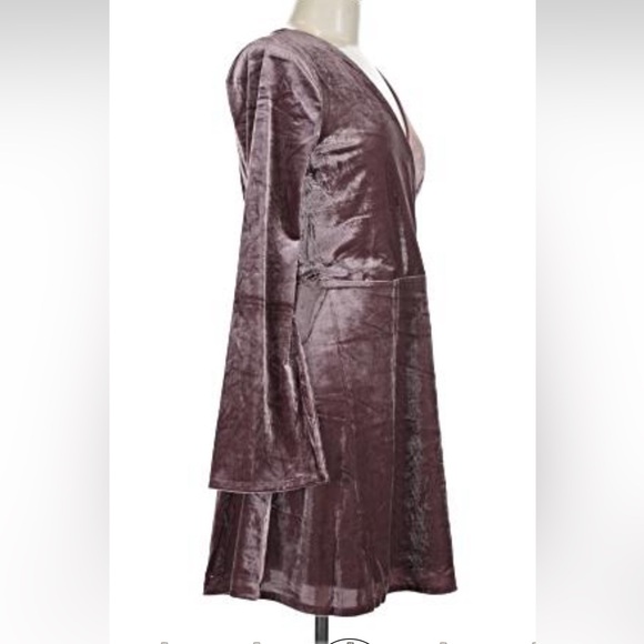 Express Mauve Velvet Long Sleeve Dress - Picture 6 of 7